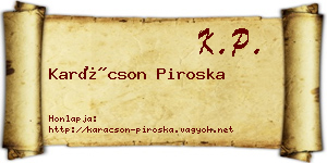 Karácson Piroska névjegykártya